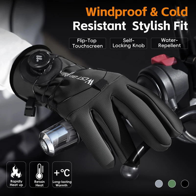Winter Bike Gloves Magnetic Quick Release Thermal Insulated Touchscreen Fingers for Cold Weather Commuting Cycling Gloves - view 3