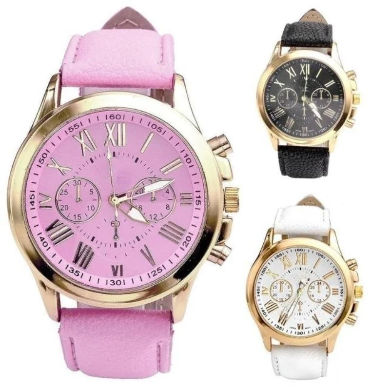 New Fashion Ladies Quartz Watches Sport Wristwatch with PU Leather Strap Relogio Часы Женские Relogio Masculino