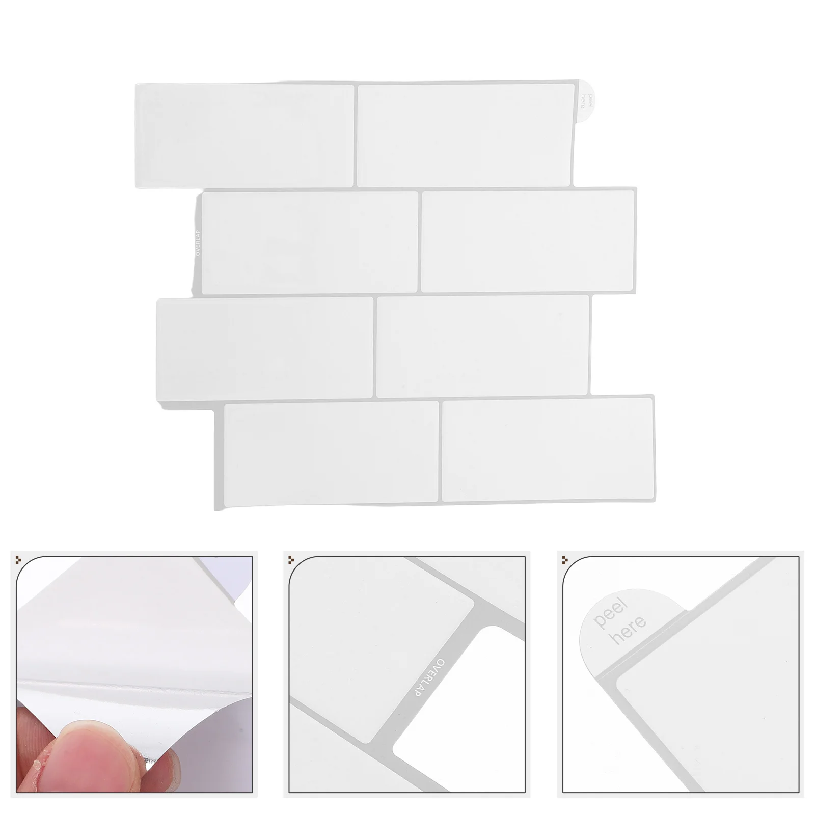 

1 Sheet Self Adhesive Backsplash Peel Stick Tile for Kitchen Bathroom Wall White 3D Wall Sticker Oil Resistant Peel and Stick