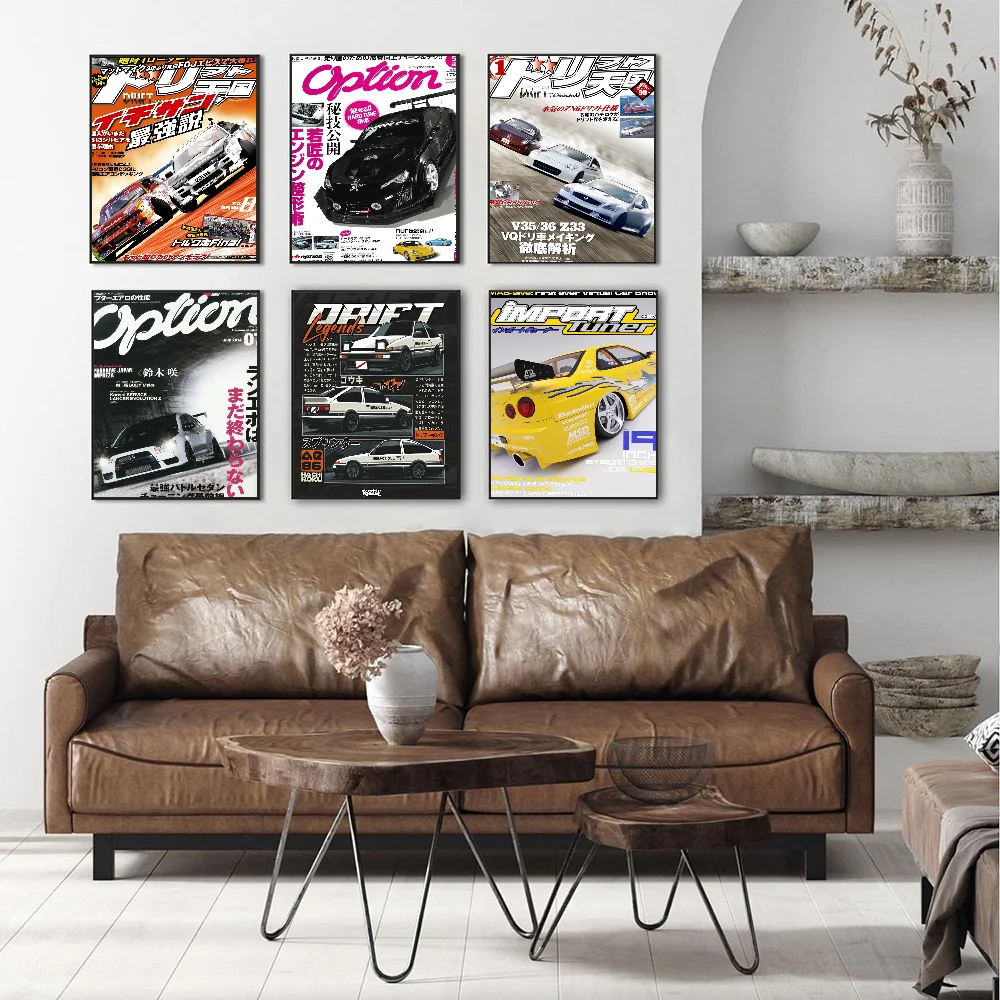 JDM Car Japan Retrofit Racing Retro 90s Vintage Posters Sticky Vintage Room Home Bar Cafe Decor Kawaii Room Decor