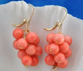 

6mm round pink coral earring