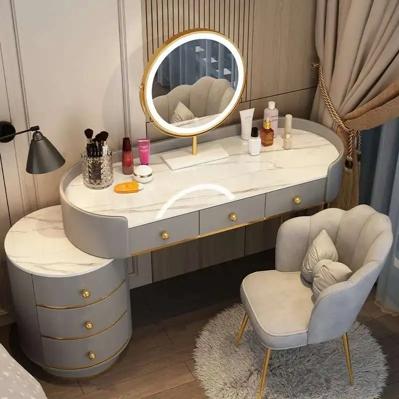 

Nordic Led Mirror Dressing Table Gold Beautiful Bedroom Storage Dressing Table Set Woman European Penteadeira Princess Makeup