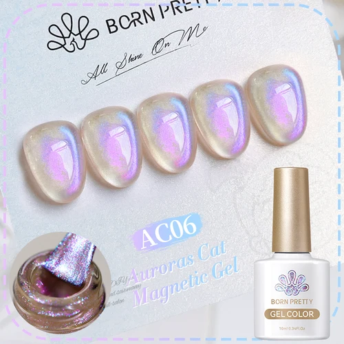 BORN PRETTY 10ml Auroras Purple Cat Esmalte de uñas de gel magnético Varnis Esmalte de gel magnético transparente de cristal semipermanente para uñas