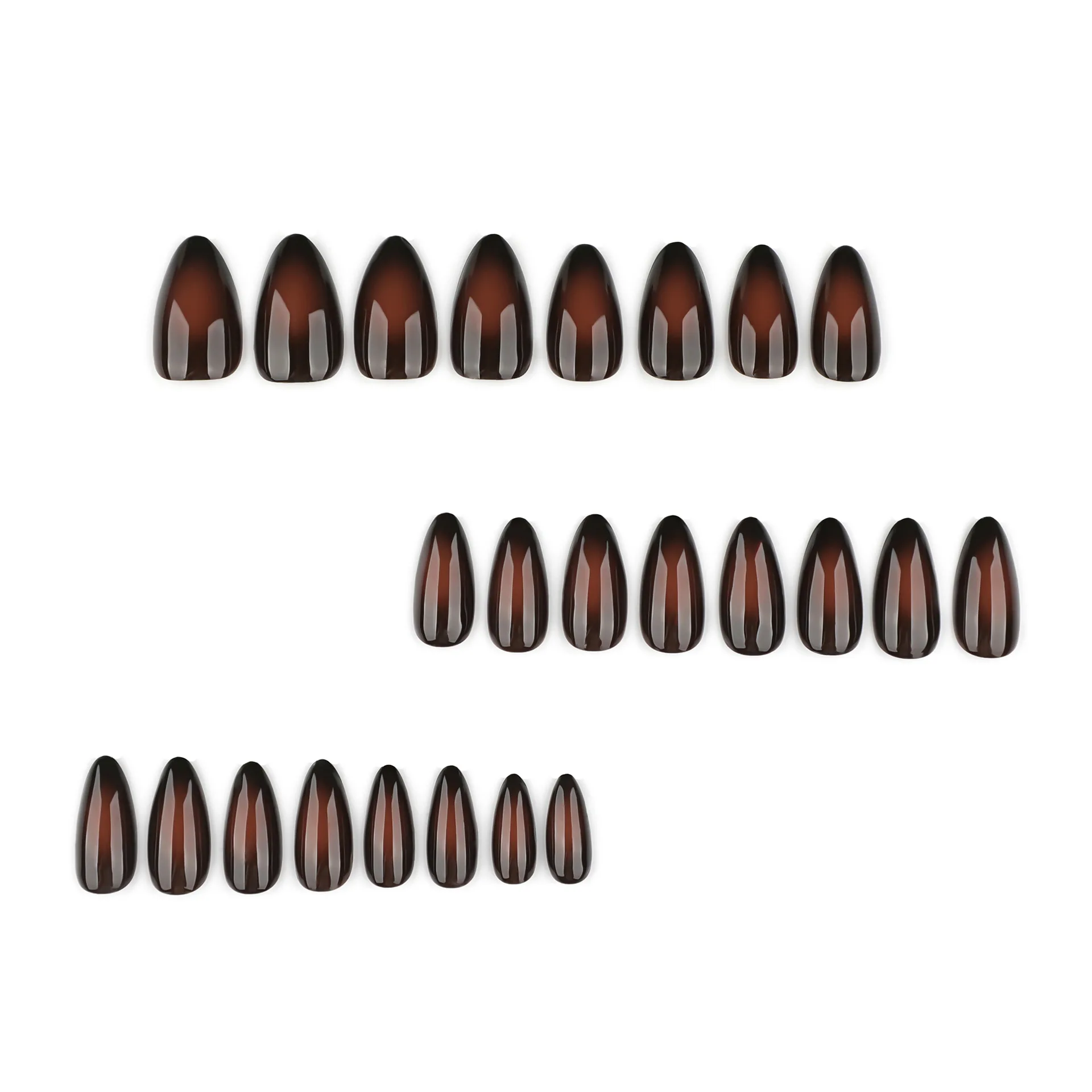 24 stücke Schwarz Braun Verschmieren Falsche Nägel Herbst Winter Glänzend Mandel Gefälschte Nagel Tipps Volle Abdeckung Einfache Täglichen Drücken auf Nagel Für Mädchen – Detail 3