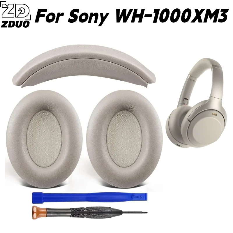 For Sony WH‑1000XM3 Headset, Snap‑On Install Headbeam Cushion & Protein Skin Memory Sponge Ear Cushions, Practical Replacement