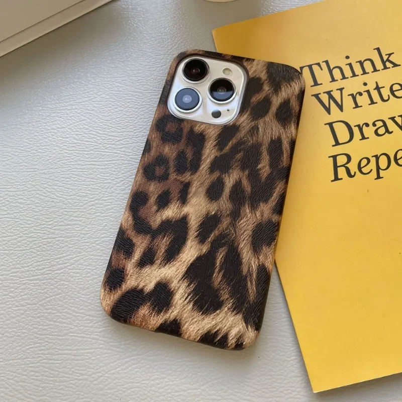 

New for iPhone 16promax Faux Leather Phone Case 15plus Leopard Print 14pro Three Guarantees 13 Anti Drop 12 11 Protective Cover