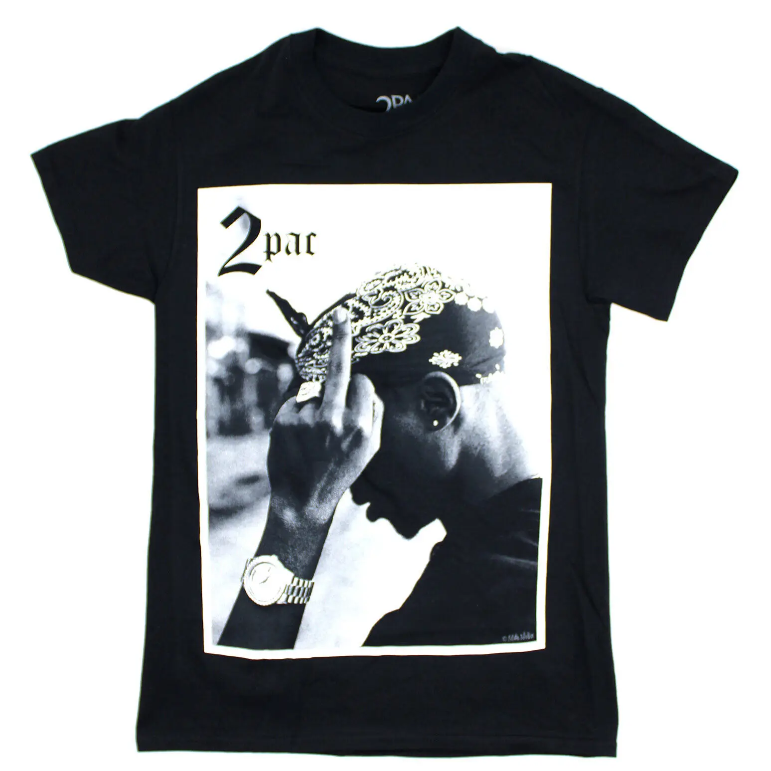 Men'S Tupac Middle Finger T Shirt Large Black