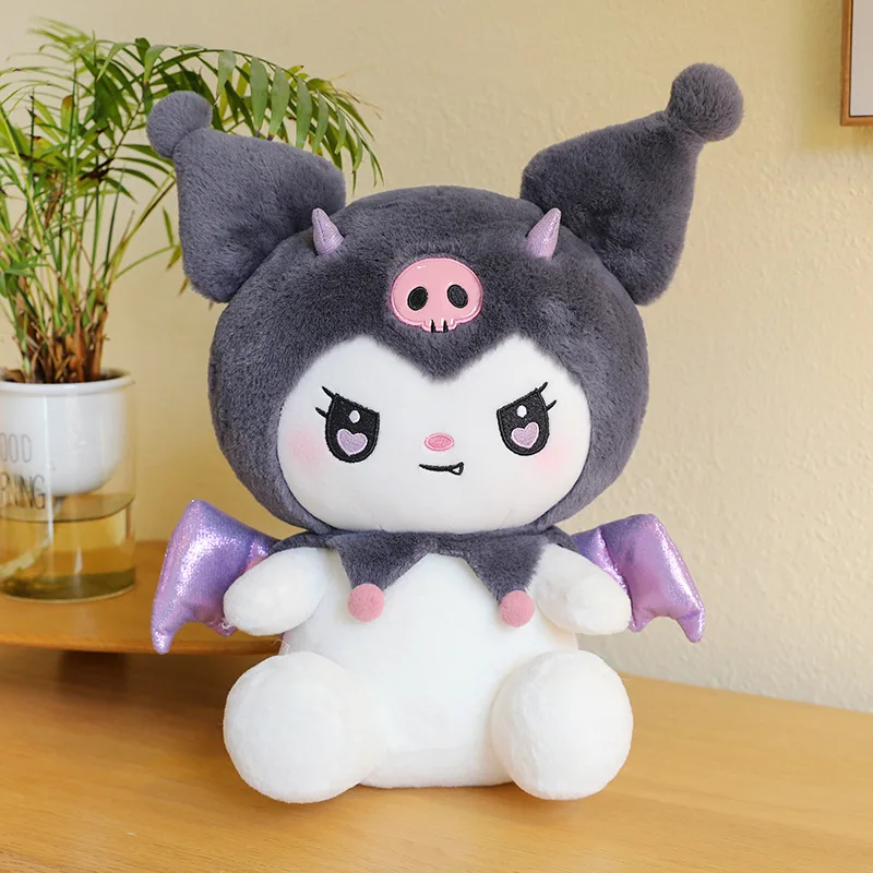 Sanrio New Dark Devil Kuromi Angel Melody Doll Plush Toy Doll Sleeping Pillow Soothing Children's Birthday Gift for Girls