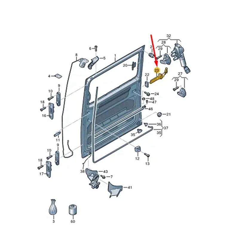 Center Manual Sliding Door Hinge For VW T5 T6 Multivan V VI Transporter Bus 2003-2025 Sliding Guide