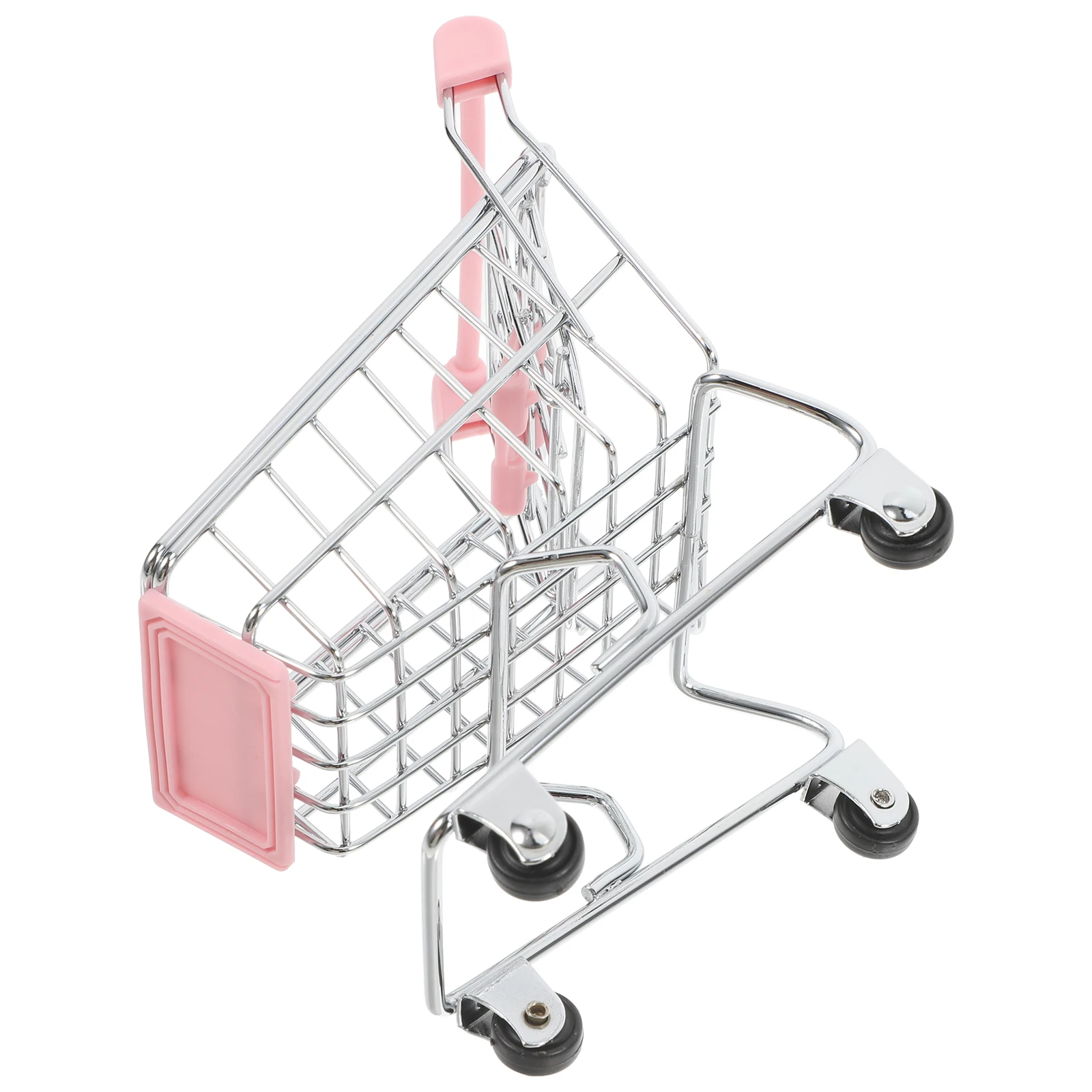 

Mini Shopping Basket Kids Pretend Play Toy Cart Little Desk Metal Small Plaything