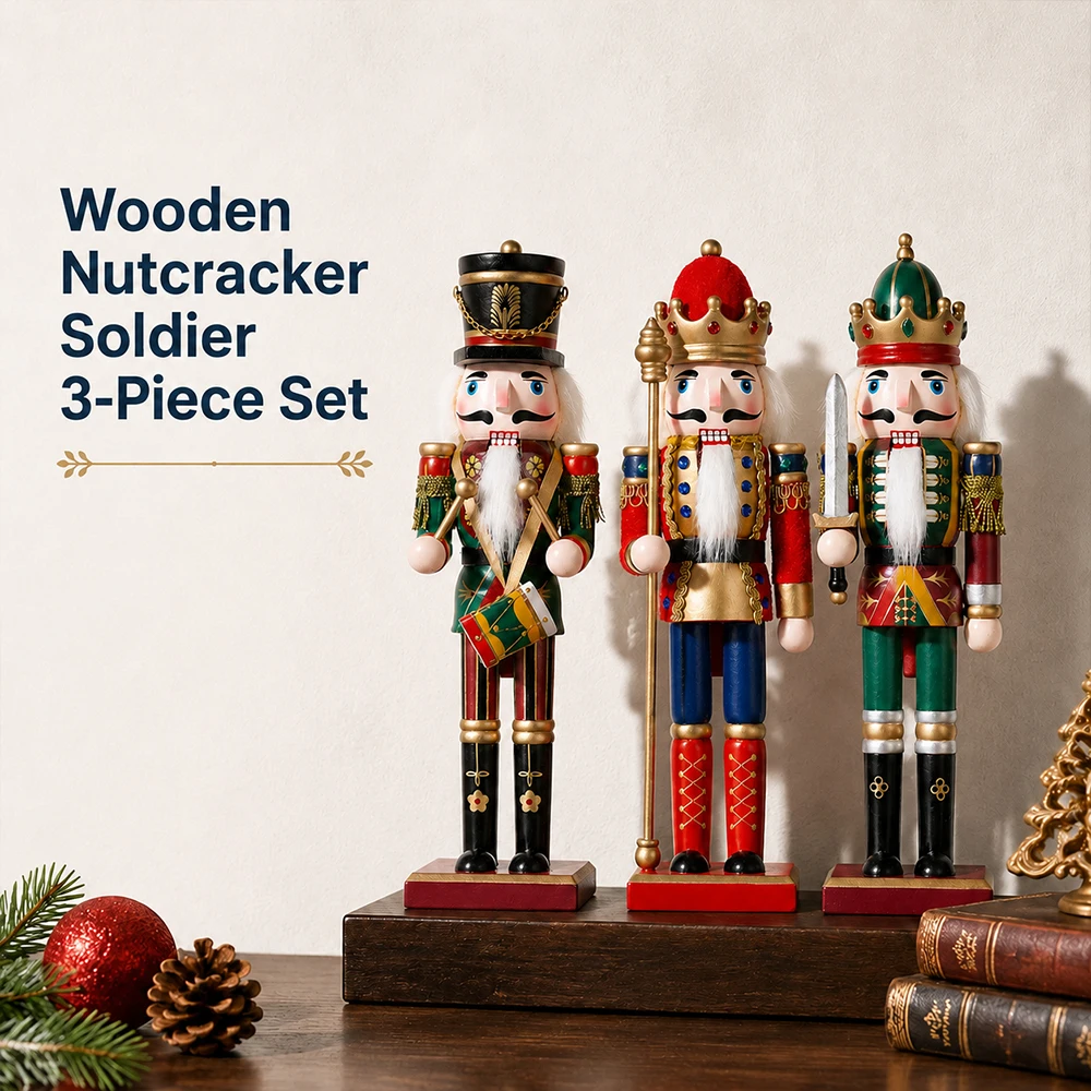 2-teiliges Nussknacker-Soldaten-Puppen-Set, handbemalte Weihnachtsfigur, kreatives Geschenk, Heim-Desktop-Weihnachtsbaum-Feiertagsdekoration – Detail 2