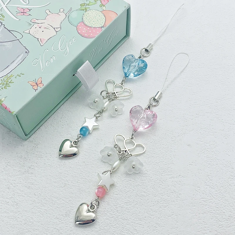 Niedlicher Einfacher Stern-Herz-Schleife Taschenanhänger Schlüsselanhänger Kawaii Damen-Anhänger Auto-Schlüsselanhänger Exquisite Rucksack-Dekoration Geschenk