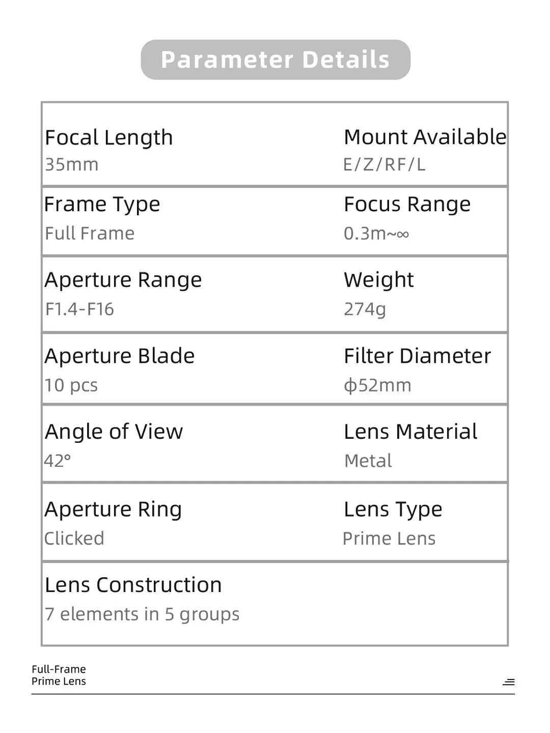 7artisans Vollformat 35mm F1.4 III Große Blendenöffnung Festbrennweiten-Kameraobjektiv für Humanwissenschafts-Fotografie mit Sony E Canon RF Nikon Z L – Detail 9
