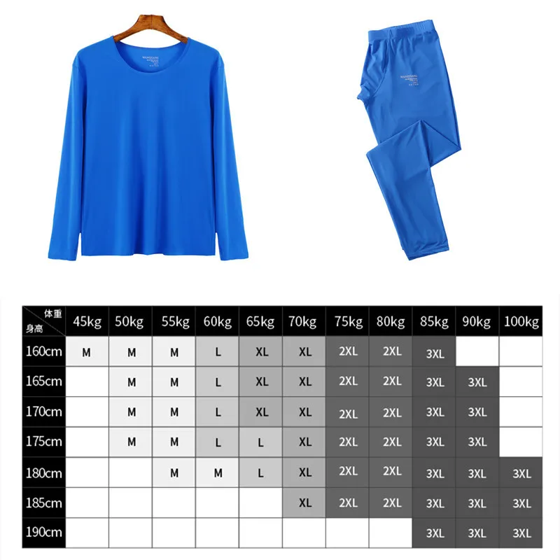 Men Long Johns Set Thin Round Neck Silky Breathable Slim Thermal Underwear Leggins Pajamas Sexy Sleepwear Warm Pants