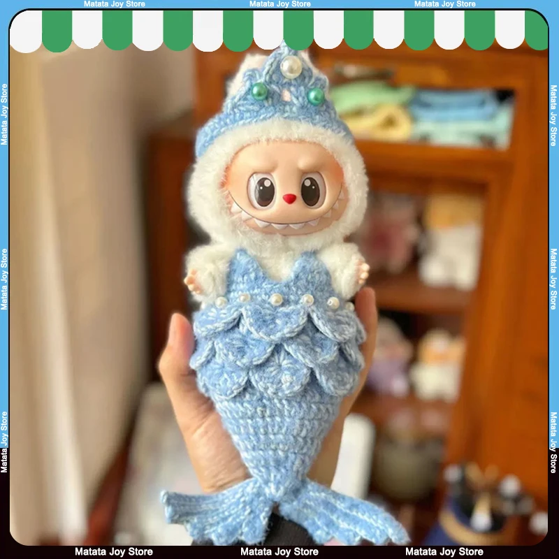 

Only Clothes For Labubu Doll Clothing Mermaid Bikini Beach Set Fashion Outfit Straw Hat Hair Strap Yarn Hook Knitting Handmade