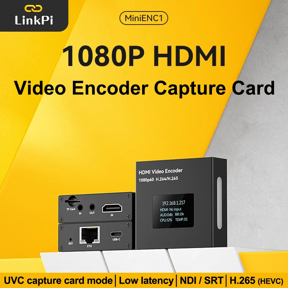 

Link Pi MiniENC1 HDMI-кодер Портативный потоковый HD 1080P60 RTSP RTMP H265 Прямая трансляция видеокодер Карта захвата