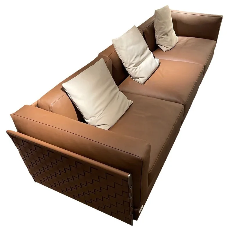 

Italian style, light luxury, leather, sofa, living room, modern, simple, villa, mansion