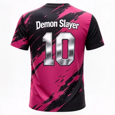Demon Slayer Printed Mesh Sports Quick Drying V-neck Charcoal Jiro&You Bean Black Paint Splash Full Print Sports T-shirt