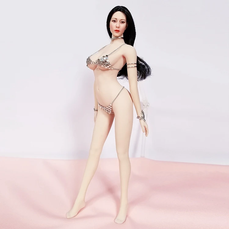 1/6 مقياس معدني بيكيني مثير الملابس الداخلية قلادة ورقة شكل سوار ملحق نموذج ل 12 "عمل الشكل PH دمية الثدي الكبيرة