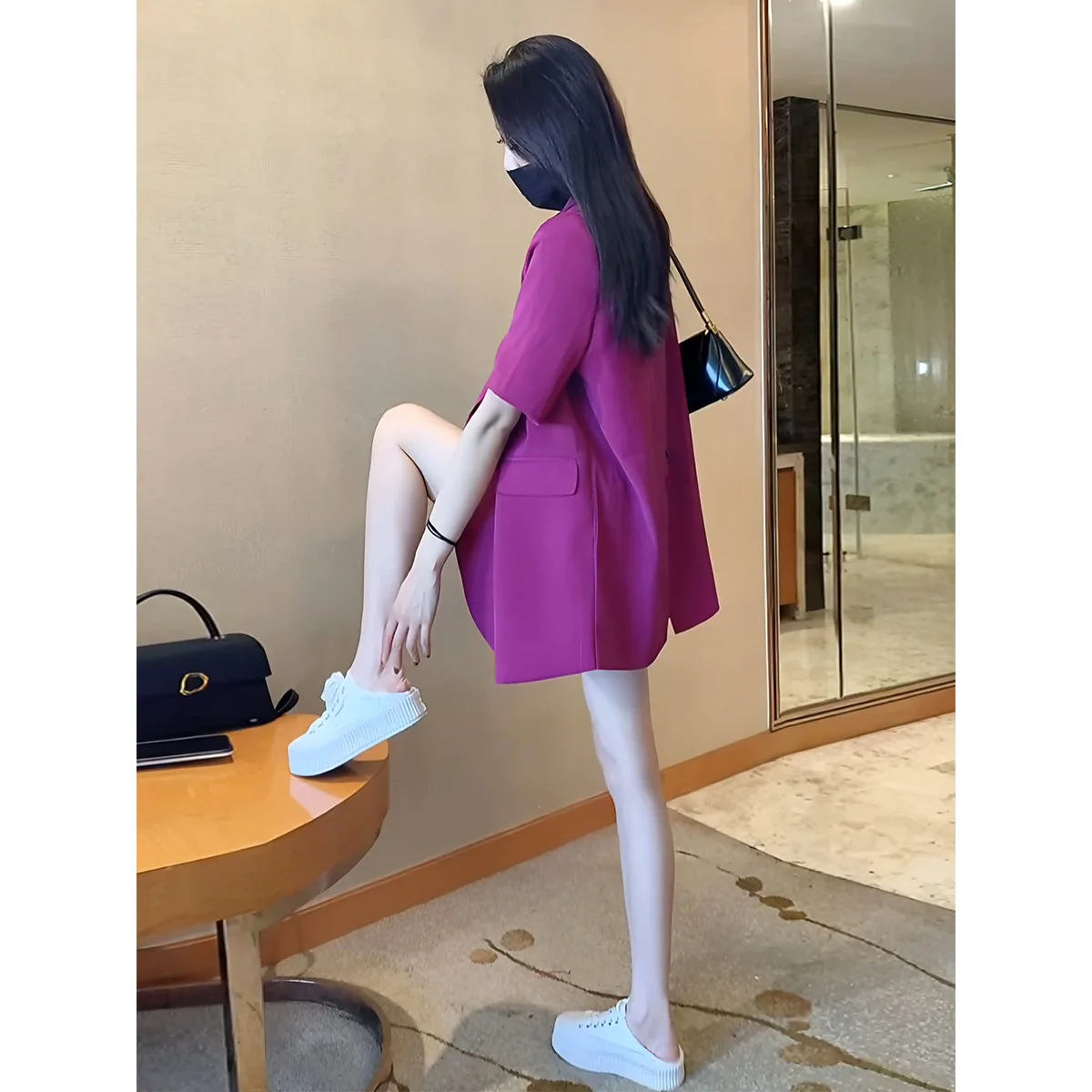 Dames Bovenkleding Overjas Vrouwelijke Blazer Mujer Been Graffiti Tweekleurig Weefsel Causaal Geborduurd Flares Colorblock Hoedloze Rand