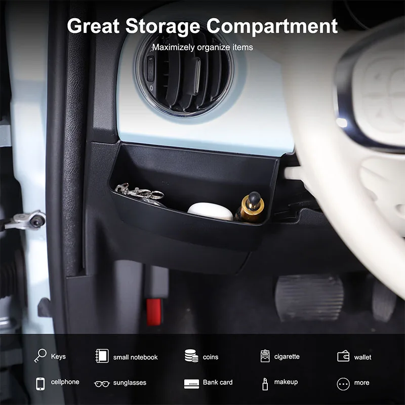 For Fiat 500 2010-2026 Car Dashboard Driving Position Storage Box Organizer Tray Coin Cell Phone Holder ABS Storage Accessories view 3