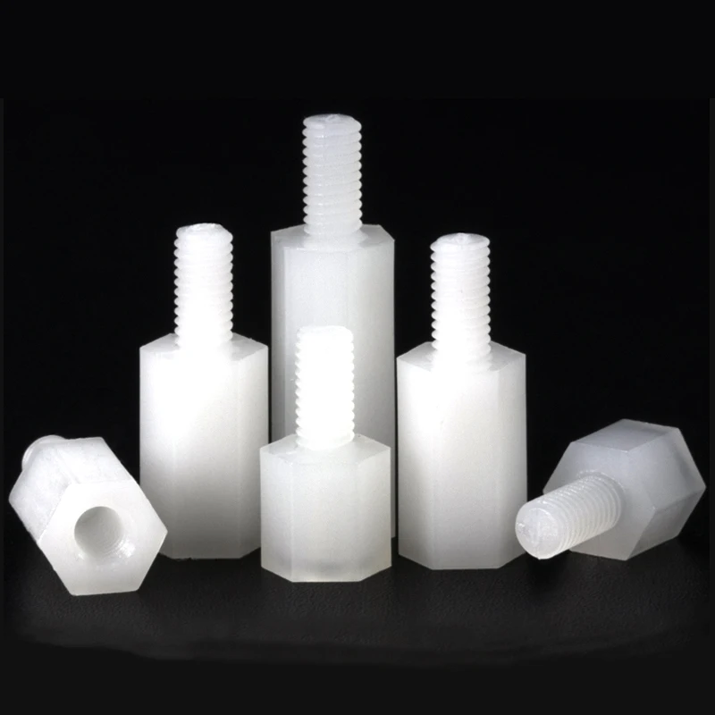 M2 M2.5 M3 M4 M5 White Nylon Hex Male Female Standoff Threaded Pillar Mount PCB Motherboard Insulated Plastic Spacer Screw Nut