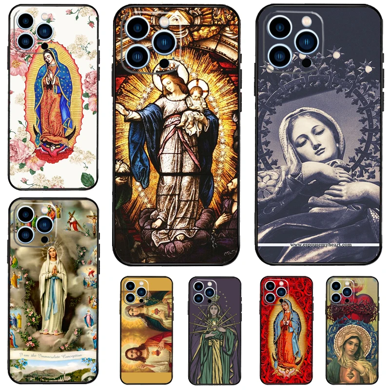 Virgin Mary Christian Phone Case For iPhone 13 11 12 14 15 16 Pro Max 7 8 Plus XR XS Max X Silicone Cover