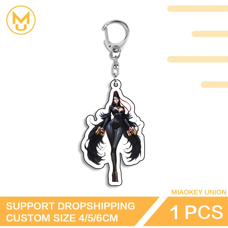 Sexy Bayonetta Fashion Standing Posture Enchanting Double Sided Acrylic Key Chains Transparent Anime Jewelry Accessories Gifts
