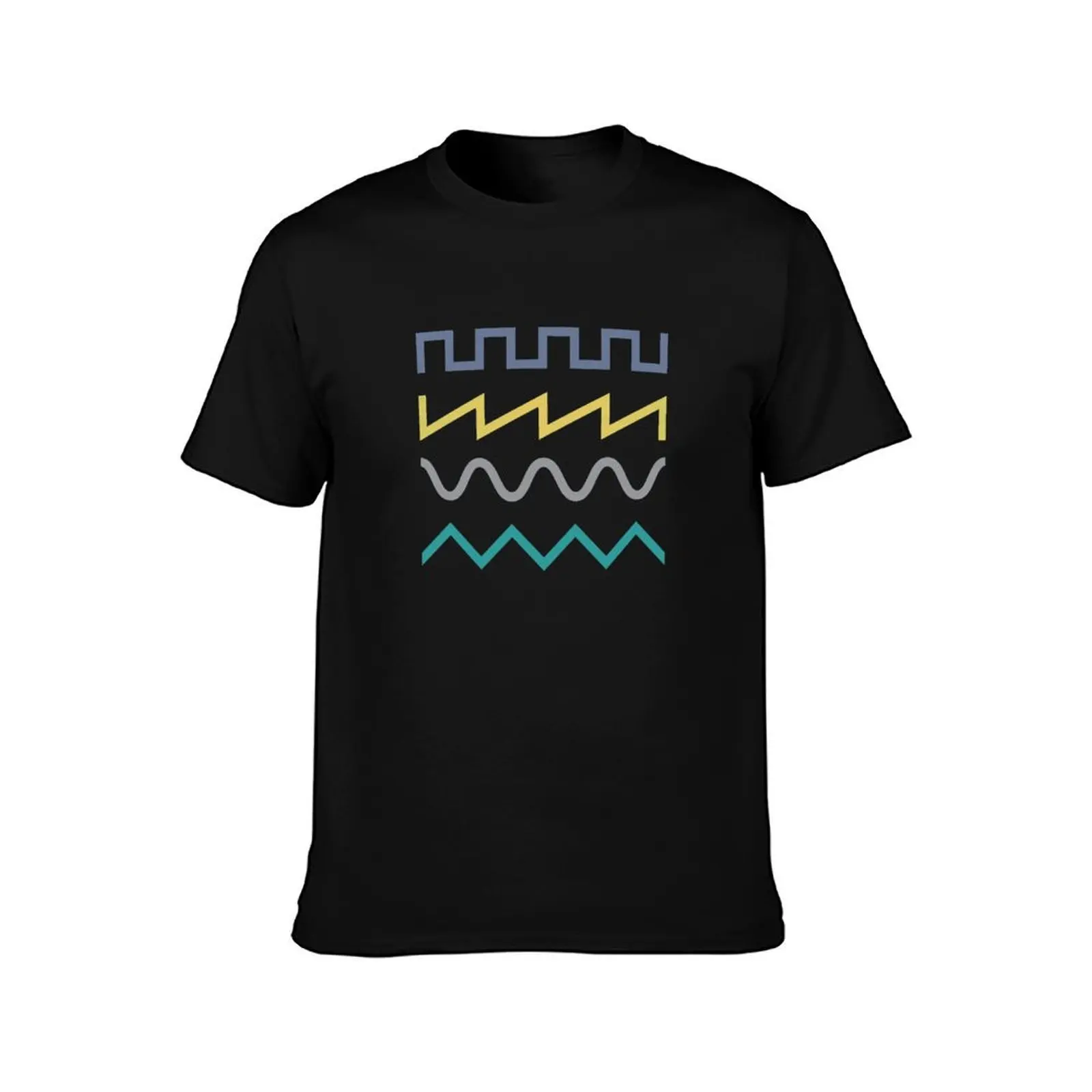 Waveform T-Shirt, Summer Casual Cotton Tee, Oversized Streetwear Tops, Vintage Graphic Print, Loose Fit Short Sleeve