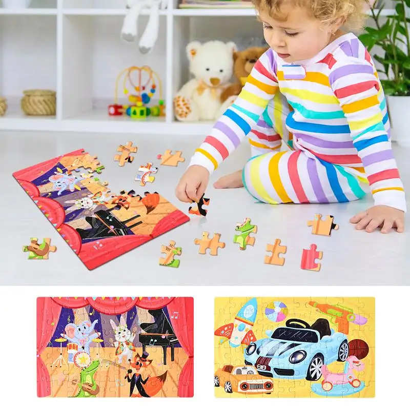 Puzzles For Kids Ages 3-5 60pcs Cartoon Puzzles Toy Kids Travel Puzzles Early Childhood Toy Enlightenment Toys Animal Puzzles