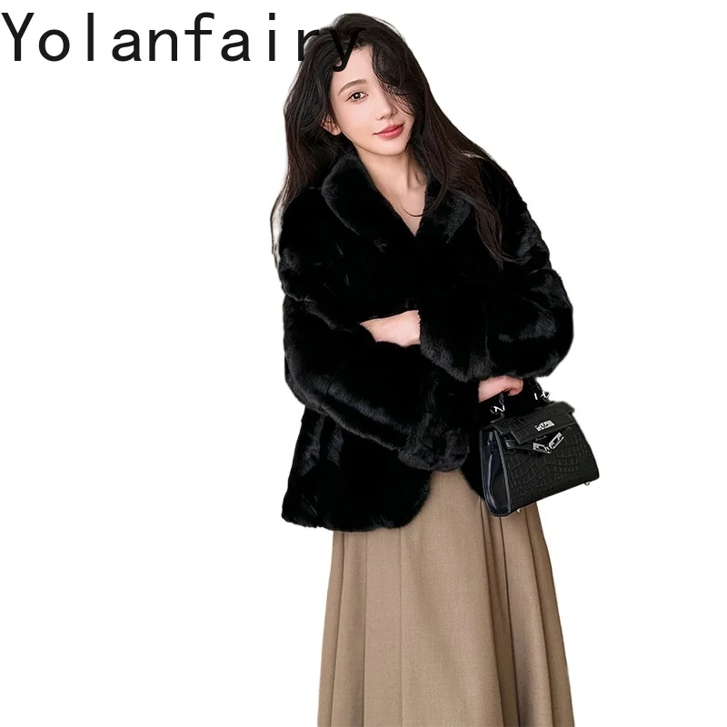 

YOLANFAIRY High Quality Splicing Pieces of Mink Fur Coat Woman Winter 2025 Short Real Fur Coats Mink Jacket Short Black Outwears