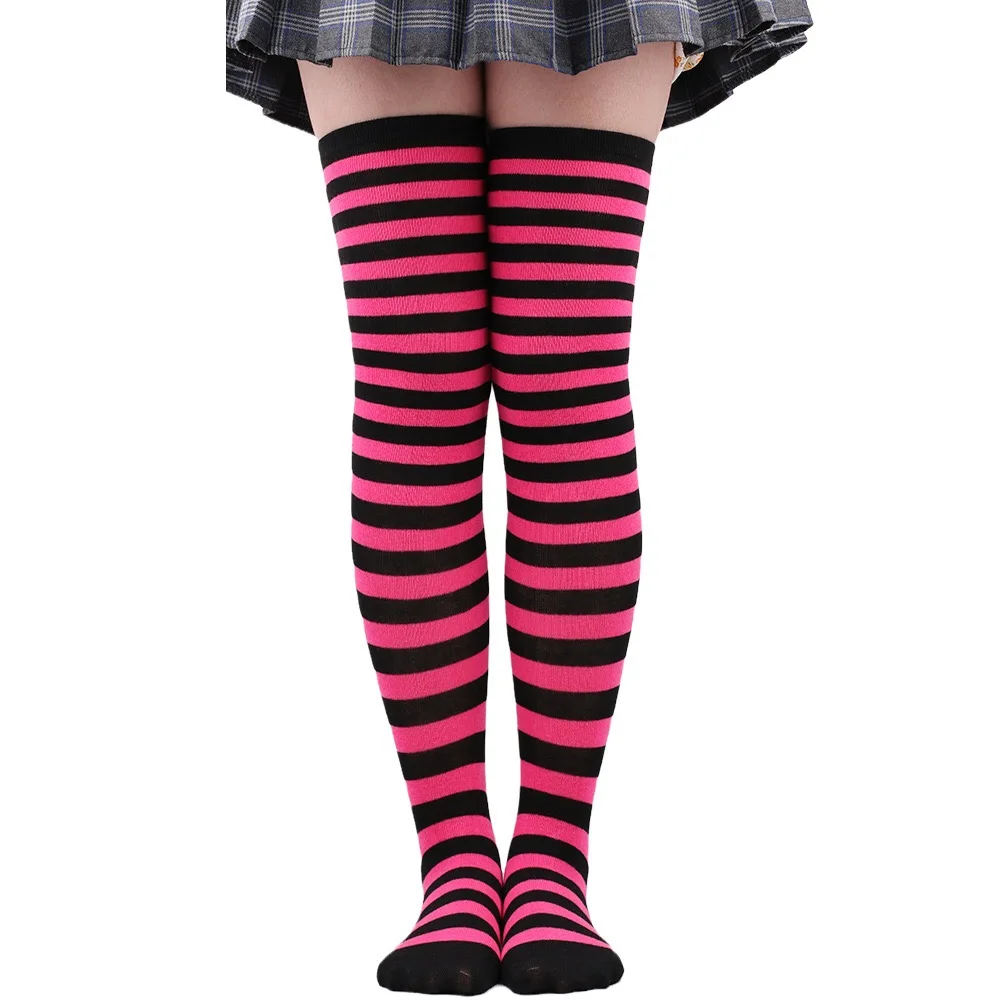 Halloween Long Striped Knee High Stocking Anime Witch Socks Women Party Costume Prop Xmas Dress Up Accessories Daily Wear Thin