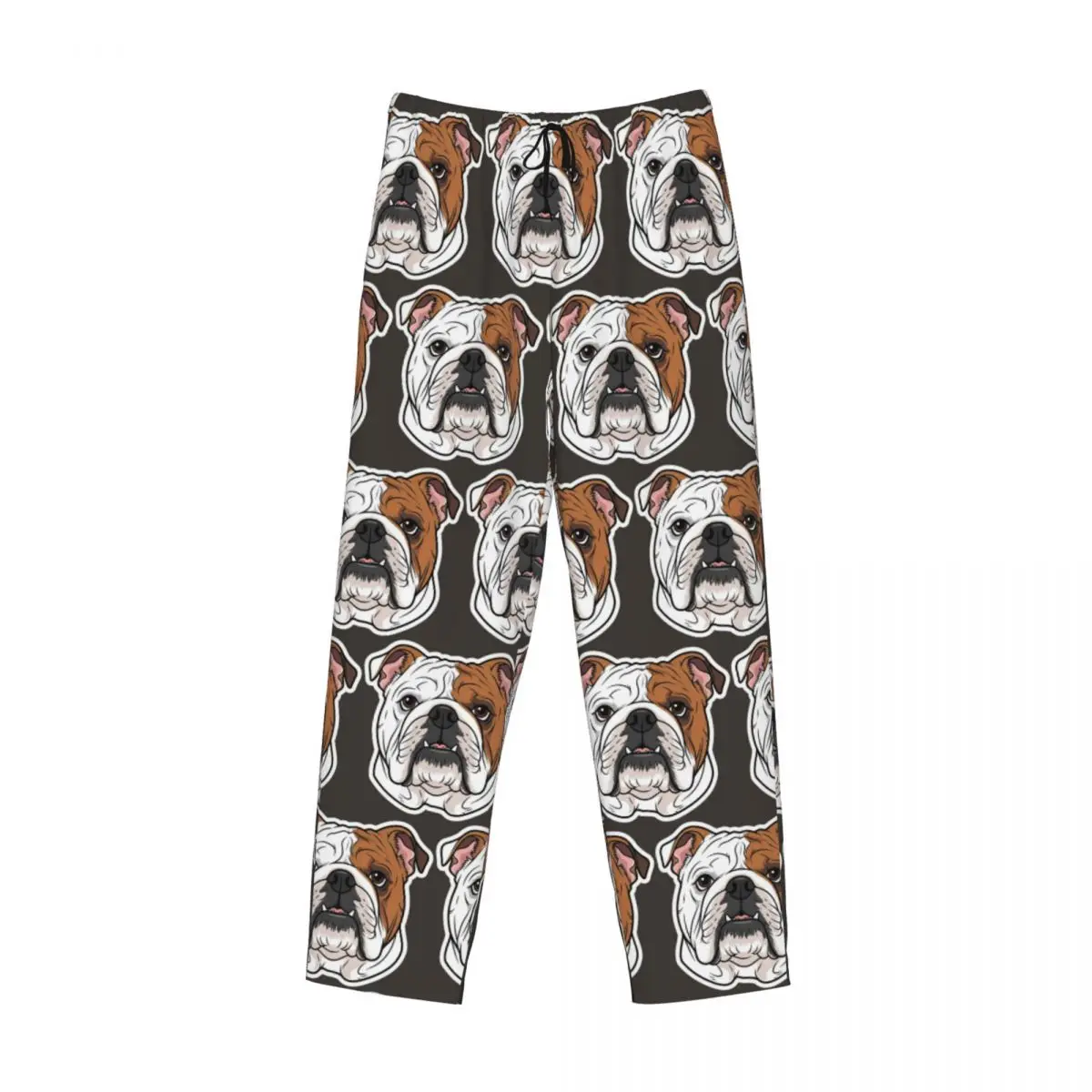 Custom British English Bulldog Dog Face Nose Cute Pajama Pants Men Sleepwear Sleep Lounge Bottoms with Pockets