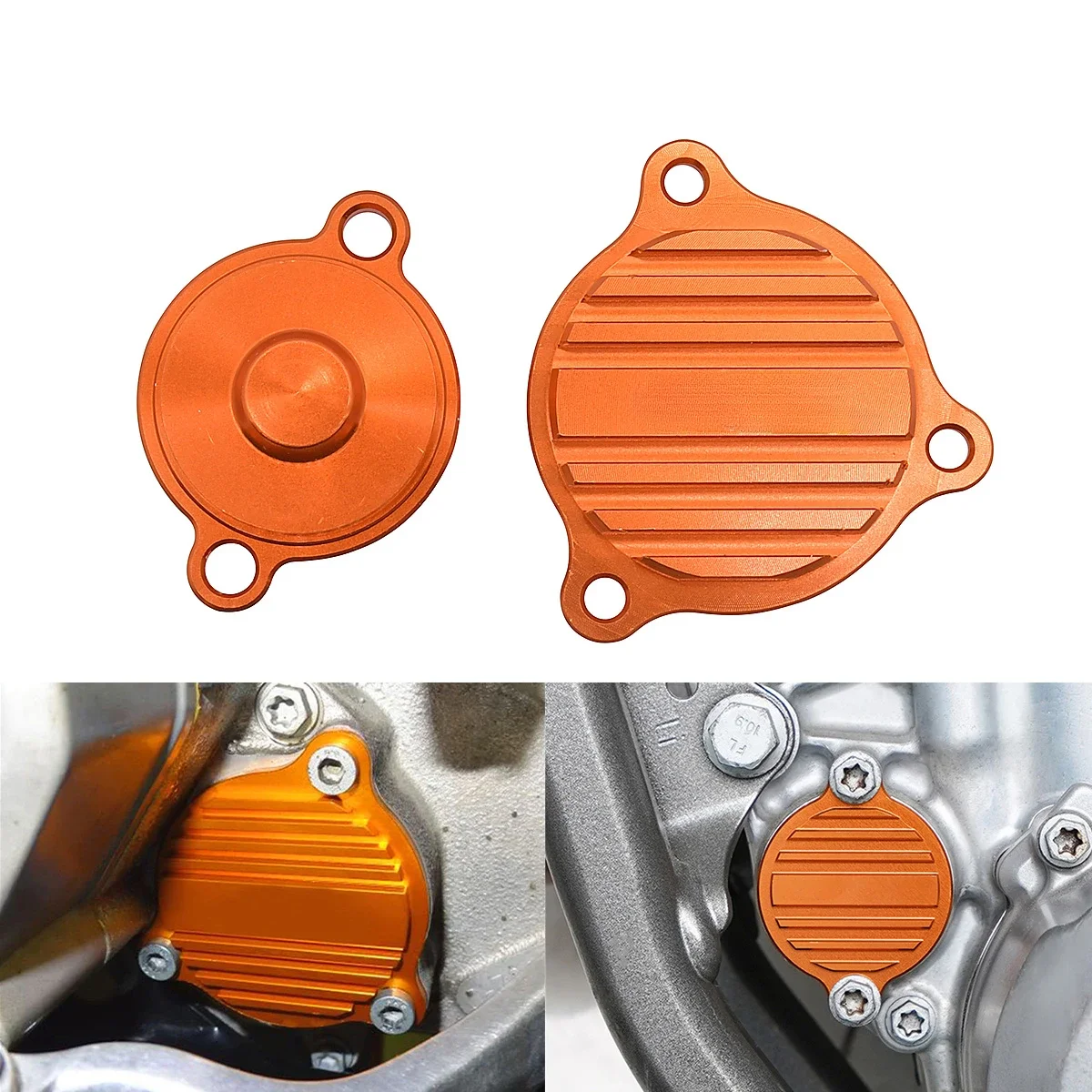 Motorcycle Oil Pump Cover Guard Cap and Oil Filter Cover Cap For Husqvarna FC FE FS FX For KTM SX-F XC-F XCW-F EXC 2012-2021