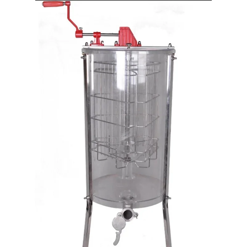 3 Frame Transparent Hand Crank Honey Extractor Clear Acrylic Honey Spinner with Tap Tripod, Beekeeping Apiary Honey Harvest Tool