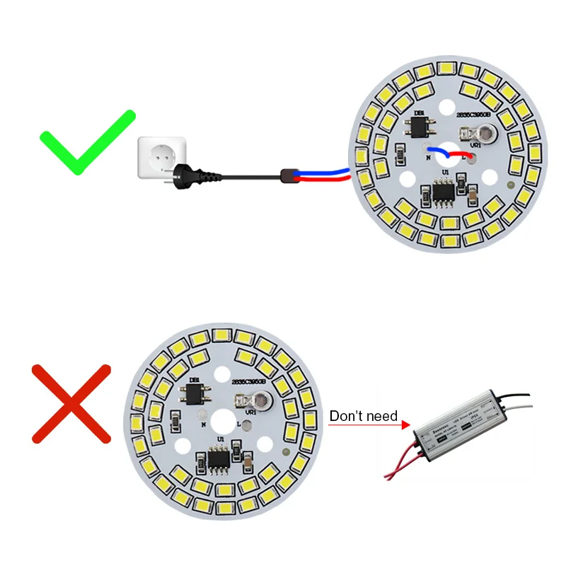 5pcs/lot LED Chip for Lamp Bulb 5W 7W 9W 12W SMD 2835 Round Led Light PCB Board AC 220V-240V DIY Bulb Chip Lighting Spotlight