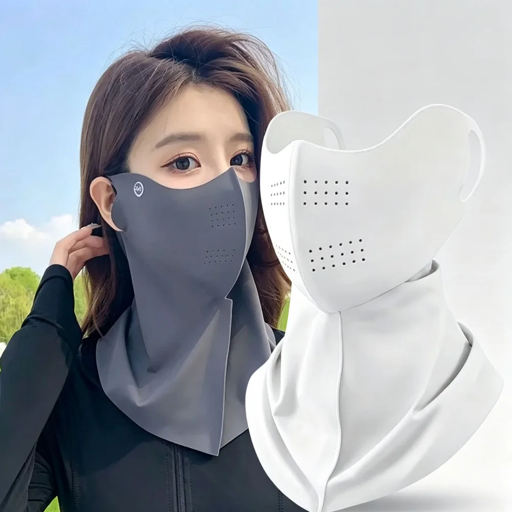 UPF50+ Ice Silk Full Face Sunscreen Mask Hyaluronic Acid Cooling Breathable UV Protection Mask Men Women for Cycling Fishing