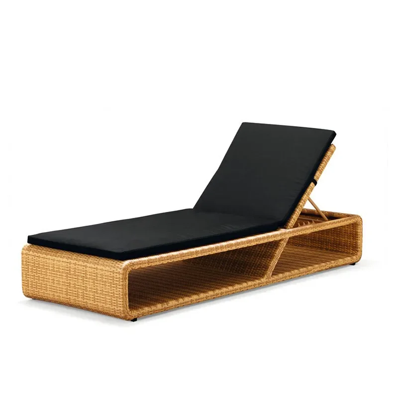 

Outdoor rattan loungers swimming pool bed leisure beach chairs villa large terrace lounge chairs balcony folding chairs