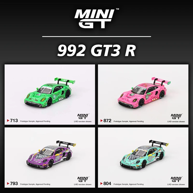 PreSale MINIGT 1:64 992 GT3R #80 GTD AO Racing Tyrannosaurus PINK Diecast Diorama Model Collection Toys 713 872 793 804 770 889