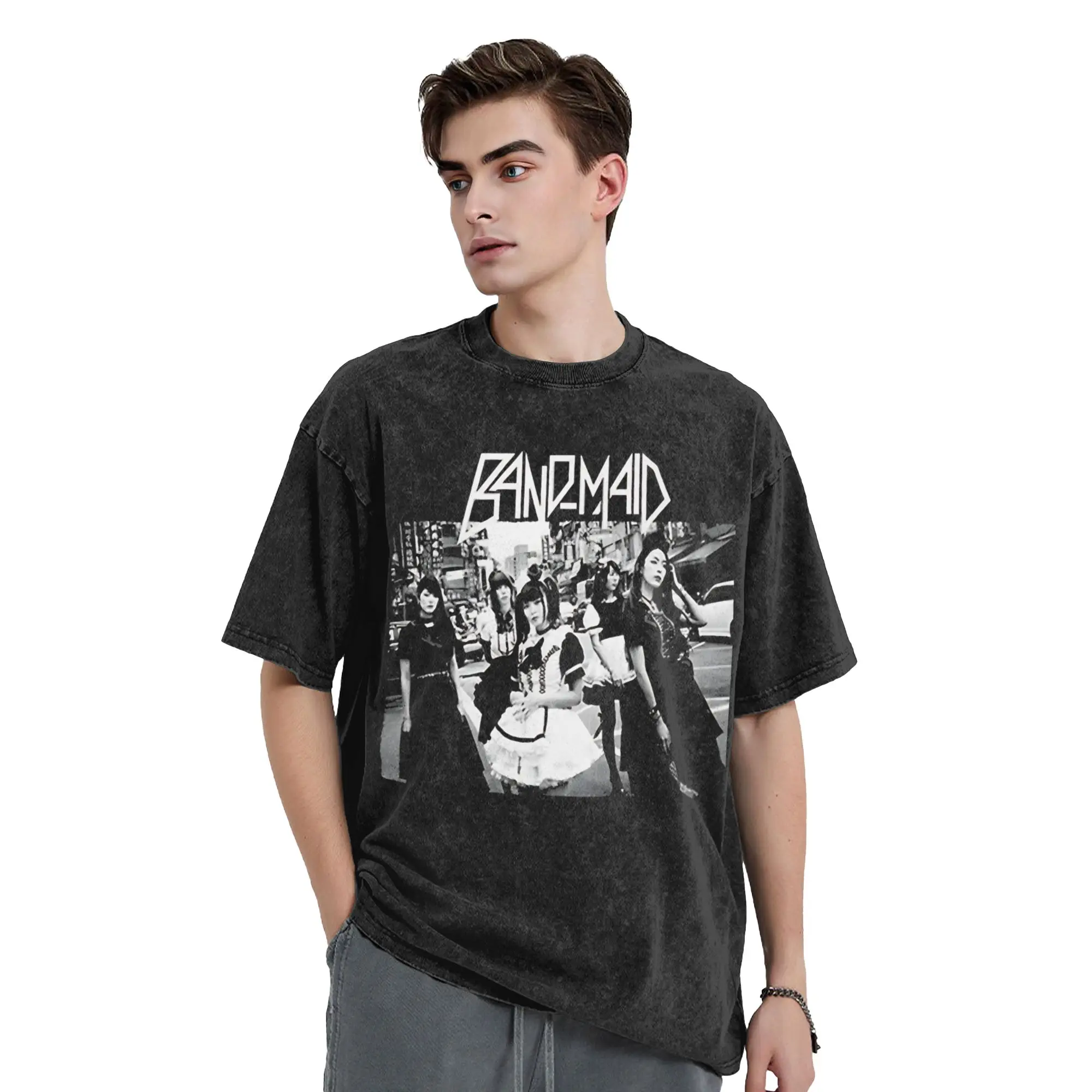 New Beginning Band MaiD Rock Music T Shirts Washed Short Sleeve Street T-Shirts for Men Women Tops Streetwear Summer Tee Shirt