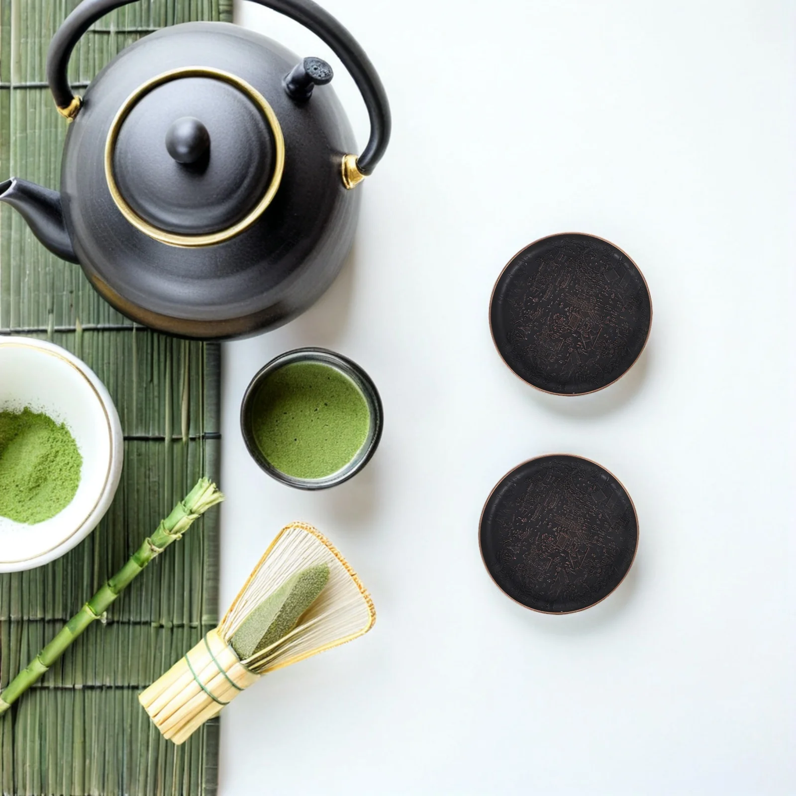 

2Pcs Metal Saucers Copper Tea Coffee Cup Coaster Retro Practical Home Tearoom Storage Holder Retro Tea Saucers