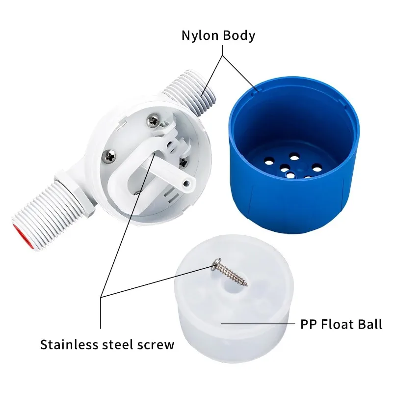 

Практичный контроль уровня воды 1/2 дюйма, прочная замена, полностью автоматический поплавковый клапан, антикоррозийный нейлоновый шаровой балкон