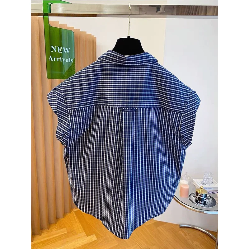 Chemisier sans manches à col rabattu pour femme, décontracté, coréen, boutons, nouveau Style Preppy, chemises brodées de dessin animé, vêtements pour femmes, été