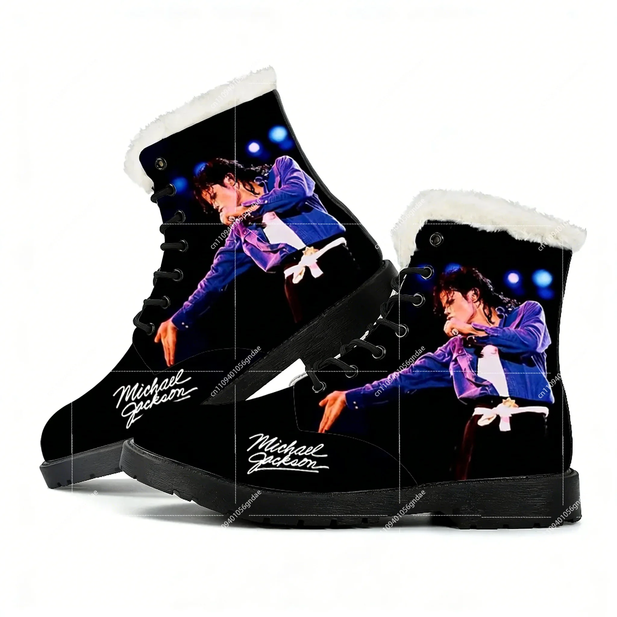 Michael Jackson Plush Boots Mens Women Pop Singer Dancer Outdoor Hiking Waterproof Boots Shoes Casual Boot Light Customize Shoe