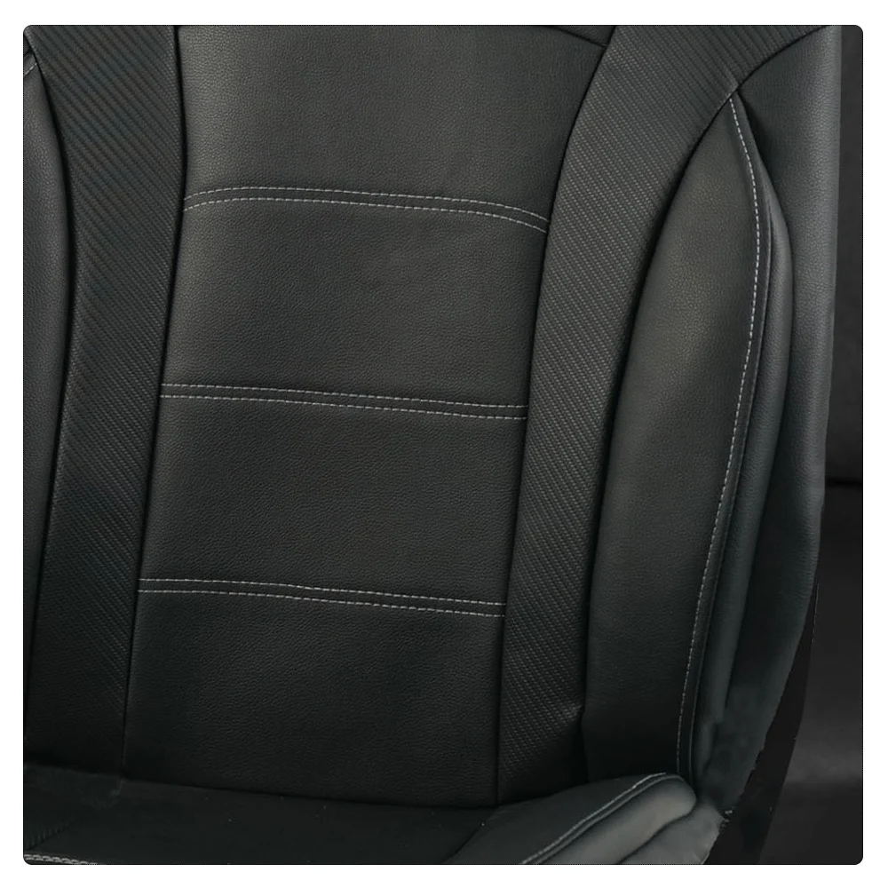 Black Universal Car Seat Covers Leather Splicing Carbon Fiber Car Accessories Interior  Seat Protector Cushion luxury