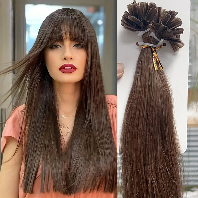 06 # U تلميح شعر مستعار بشري يسلط الضوء على U تلميح وصلات شعر U تلميح الانصهار وصلات شعر لينة مستقيم ريمي الشعر البشري 30 جرام #1