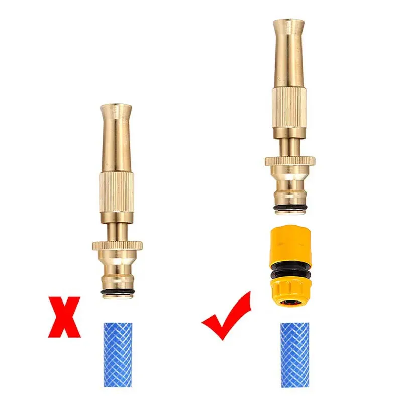 Spray Nozzle Water Gun Brass High Pressure Direct Spray Sprinkler Quick Connector 1/2\'\' Garden Hose Adjustable Pressure Washer