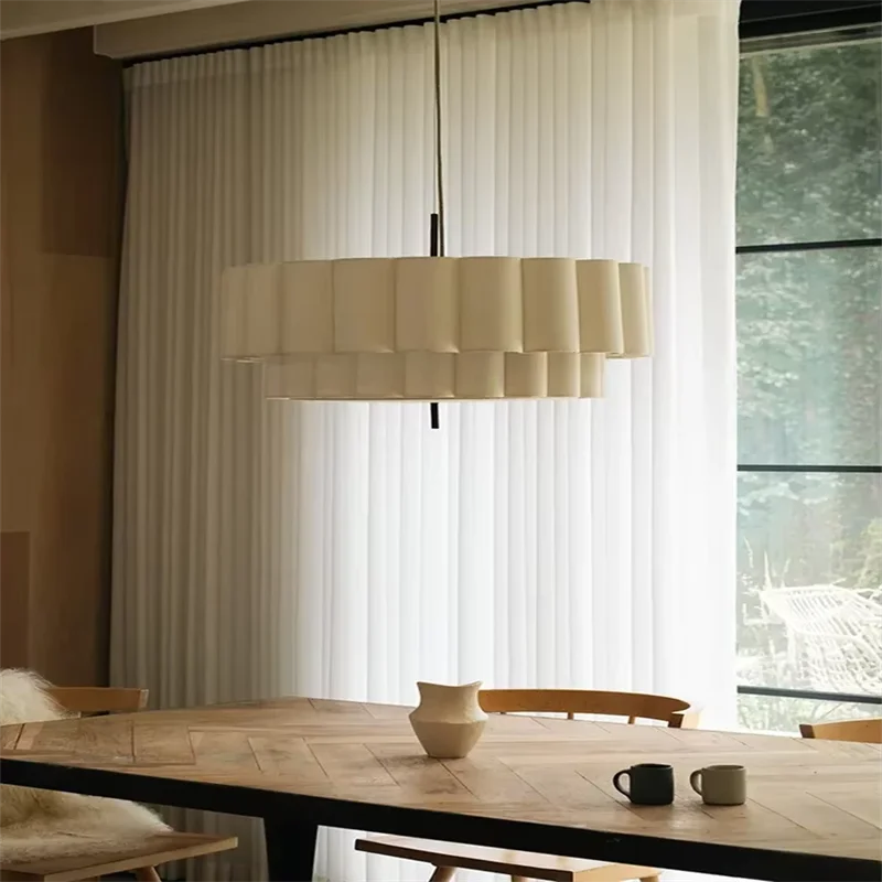 

Wabi Sabi Style Fabric Chandelier Modern Living Room Hanging Lighting Home Decoration Simple Dining Room Bedroom Pendant Lights