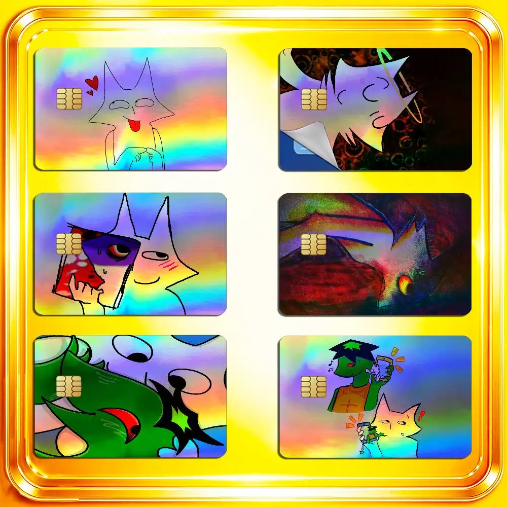 Pour House Of Puso Bayani, autocollant de la banque de crédit, protection pour carte d’accès, film autocollant laser aux couleurs de l’arc-en-ciel.