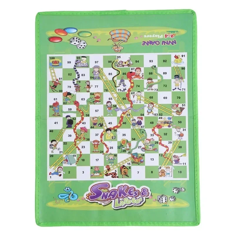 

Hot 1 Set Snake Ladder Educational Kids Children Toys Interesting Board Game Set Portable Flying Chess Board Family Board Game